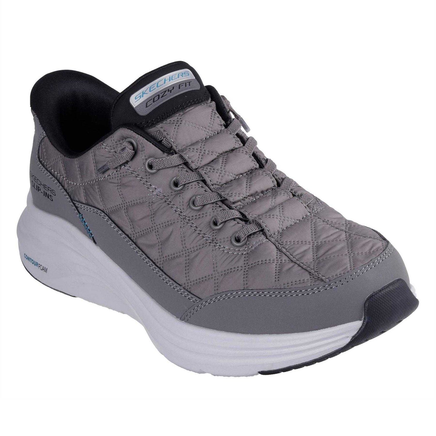 Charcoal - Pack Shot - Skechers Mens Quilted Comfort Trainers