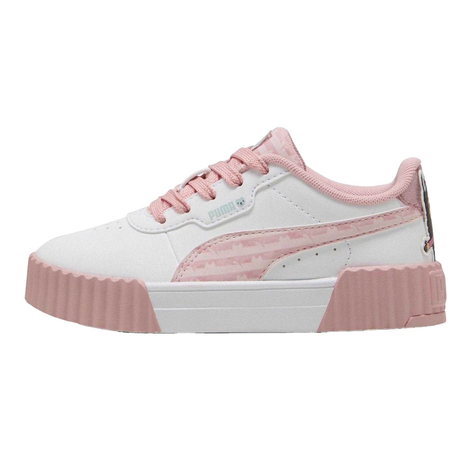 White-Pink - Back - Puma Childrens-Kids Carina 3.O Gabbys Dollhouse Trainers
