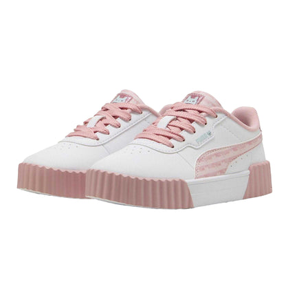 White-Pink - Pack Shot - Puma Childrens-Kids Carina 3.O Gabbys Dollhouse Trainers