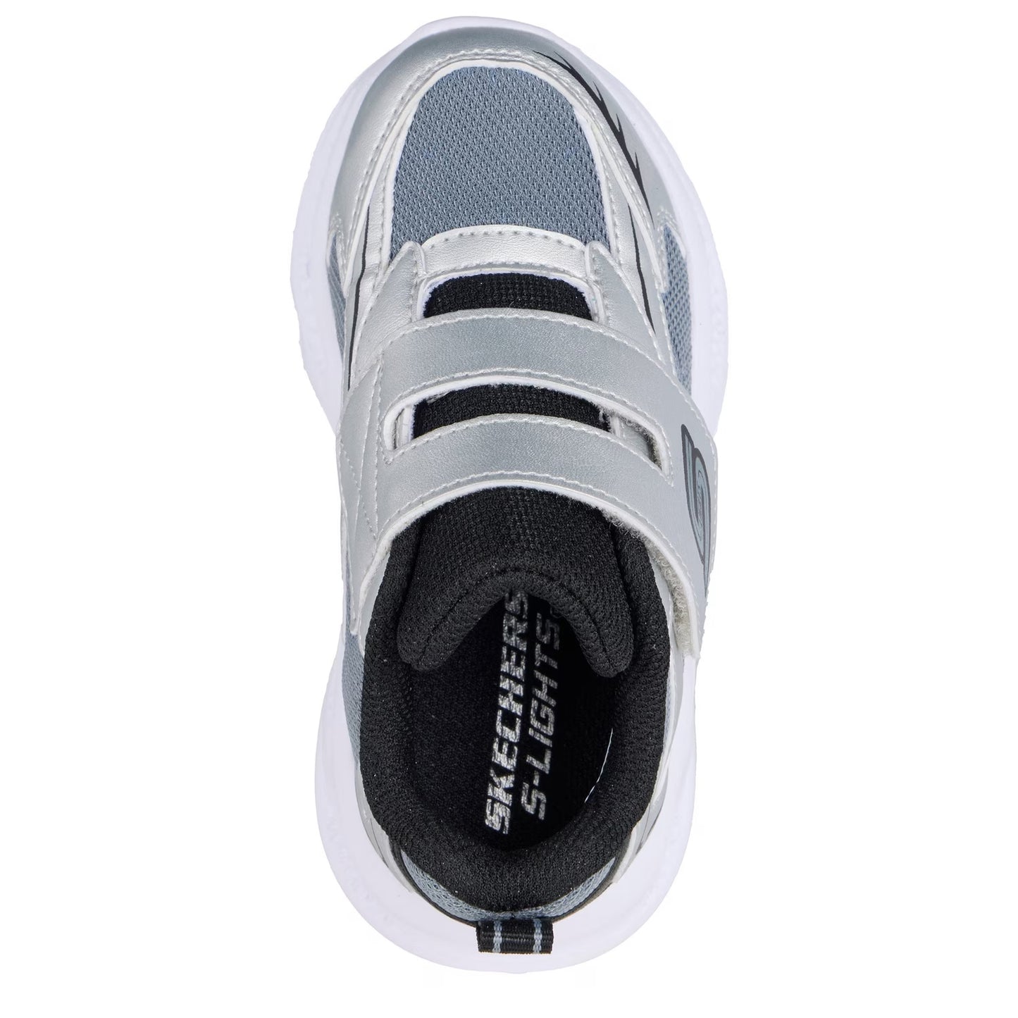 Silver-Black - Side - Skechers Toddler Meteor Lights Trainers