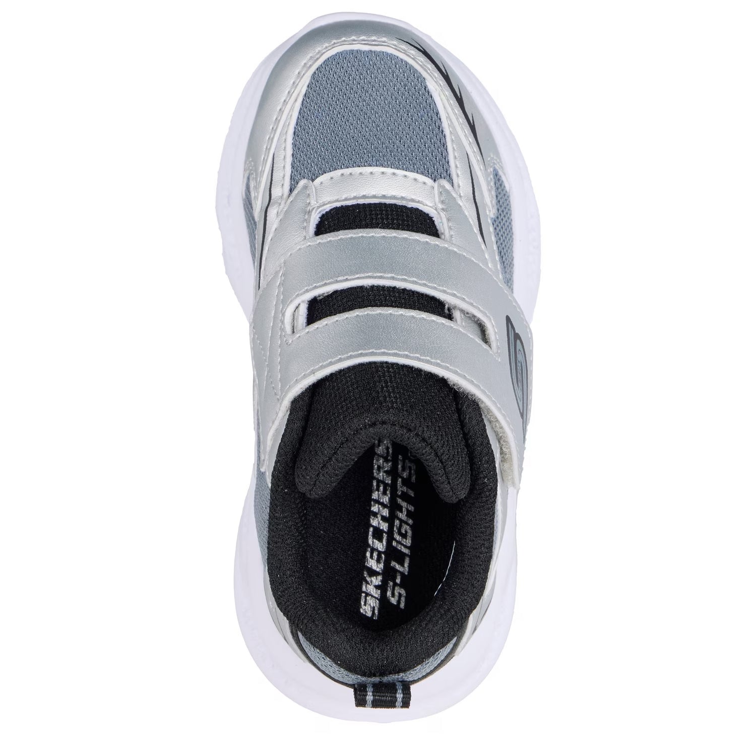 Silver-Black - Side - Skechers Toddler Meteor Lights Trainers