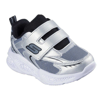 Silver-Black - Pack Shot - Skechers Toddler Meteor Lights Trainers