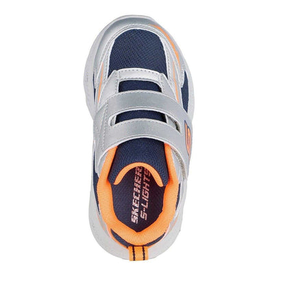 Silver-Orange - Side - Skechers Toddler Meteor Lights Trainers
