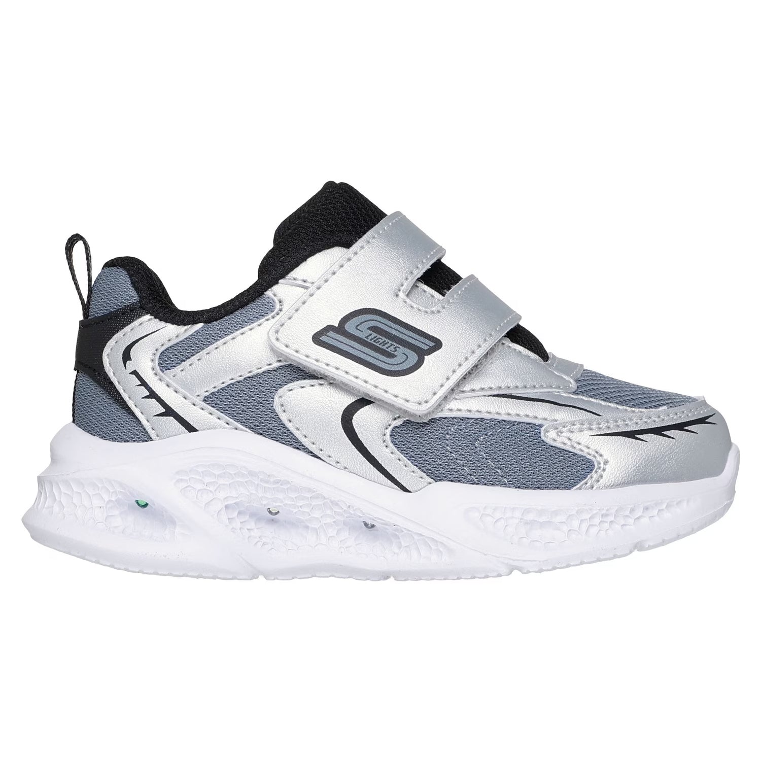 Silver-Black - Front - Skechers Toddler Meteor Lights Trainers