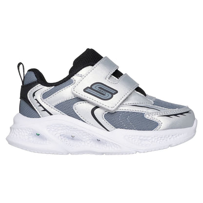 Silver-Black - Front - Skechers Toddler Meteor Lights Trainers