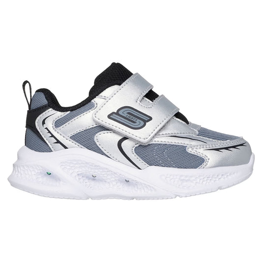Silver-Black - Front - Skechers Toddler Meteor Lights Trainers