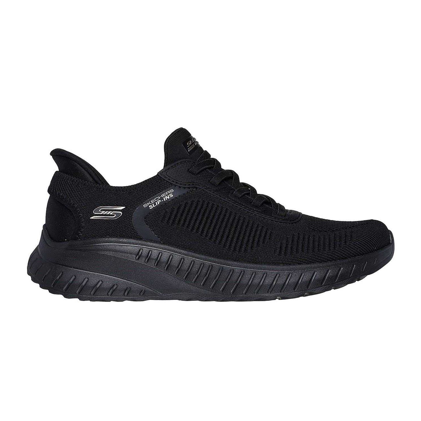 Triple Black - Front - Skechers Womens-Ladies BOBS Sport Squad Chaos Flat Trainers