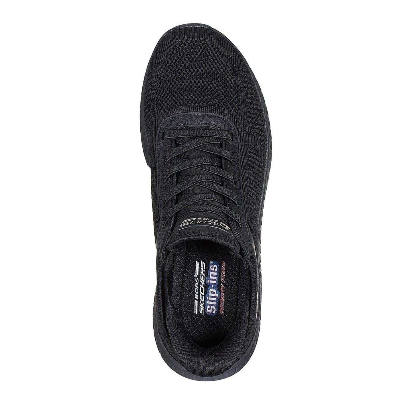 Triple Black - Side - Skechers Womens-Ladies BOBS Sport Squad Chaos Flat Trainers