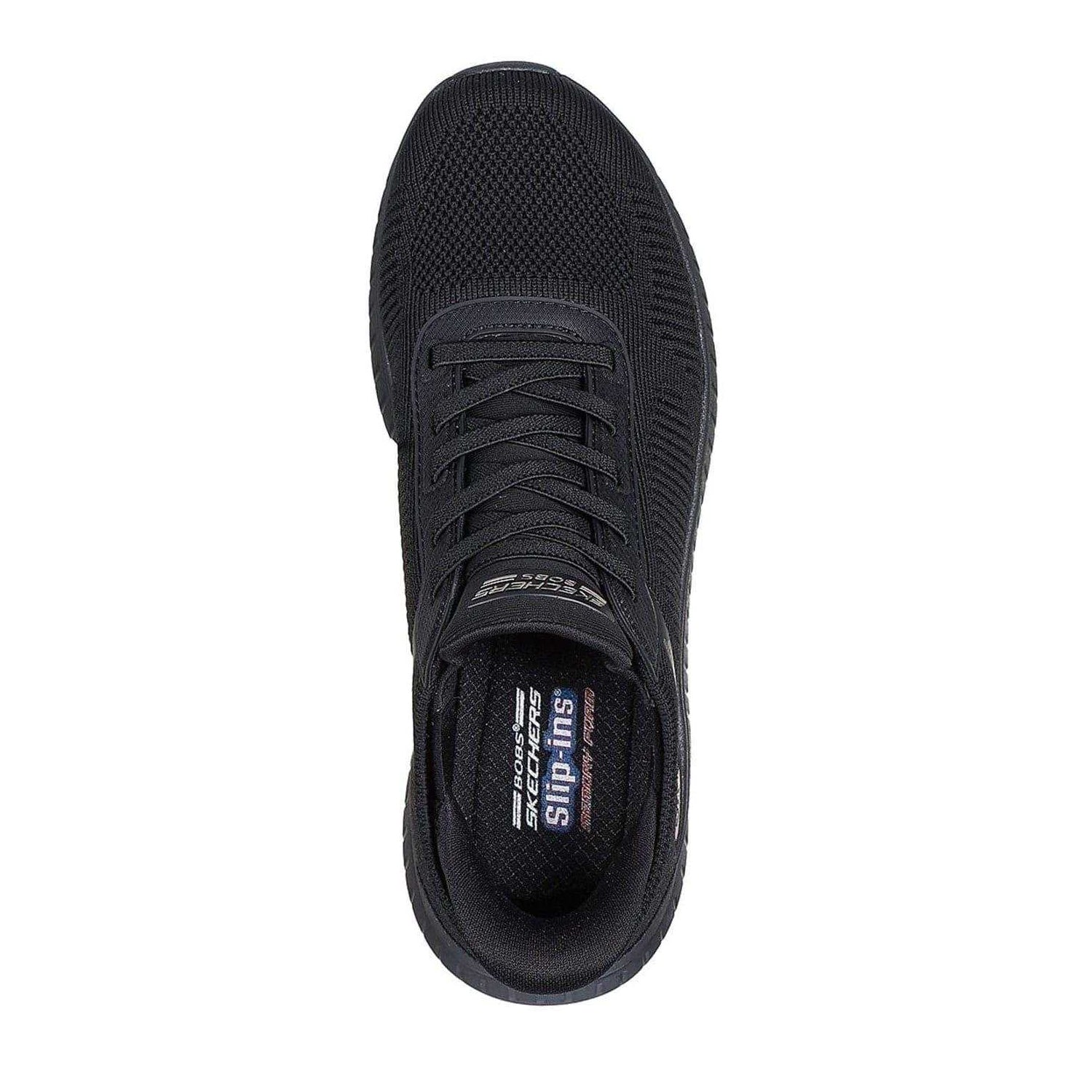 Triple Black - Side - Skechers Womens-Ladies BOBS Sport Squad Chaos Flat Trainers