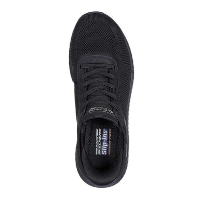 Triple Black - Side - Skechers Womens-Ladies BOBS Sport Squad Chaos Flat Trainers