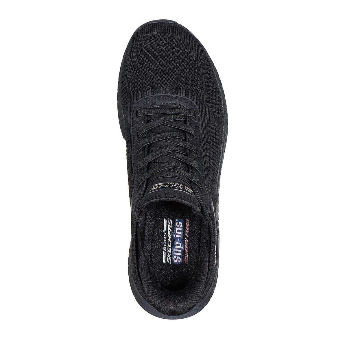 Triple Black - Side - Skechers Womens-Ladies BOBS Sport Squad Chaos Flat Trainers