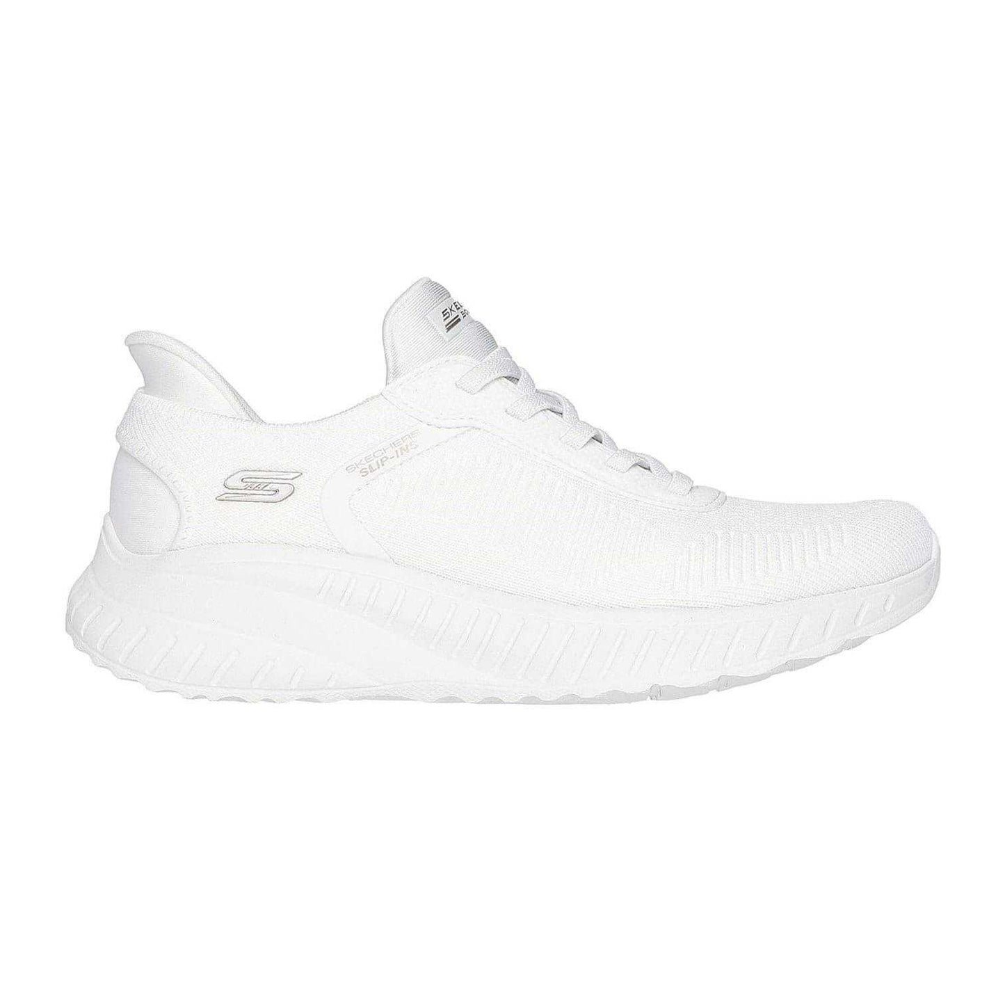 White - Front - Skechers Womens-Ladies BOBS Sport Squad Chaos Flat Trainers