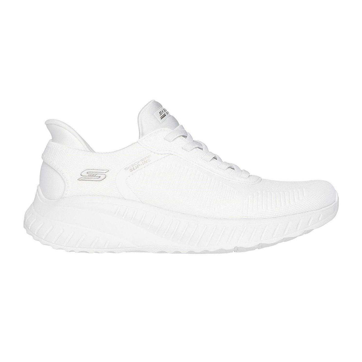 White - Front - Skechers Womens-Ladies BOBS Sport Squad Chaos Flat Trainers