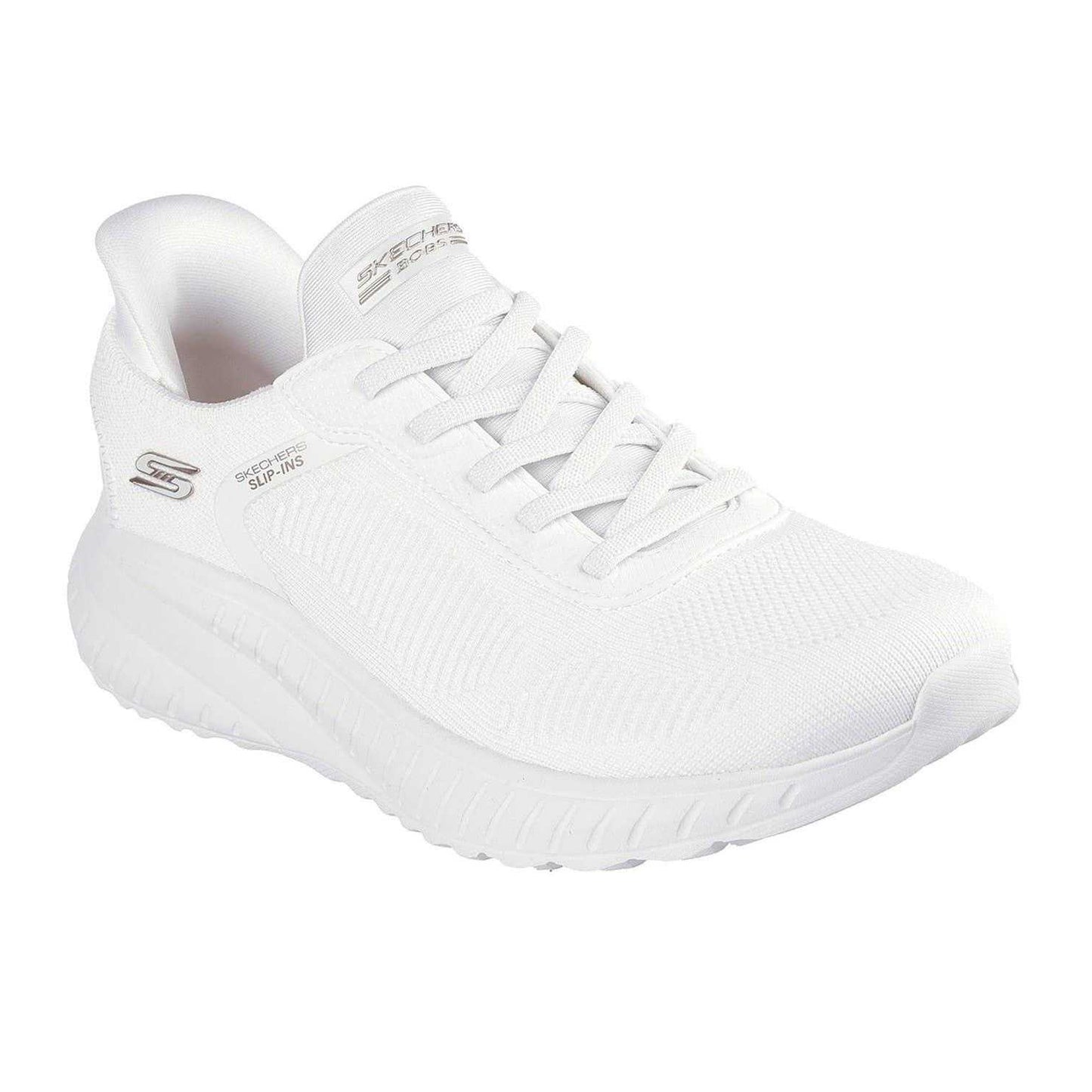 White - Pack Shot - Skechers Womens-Ladies BOBS Sport Squad Chaos Flat Trainers