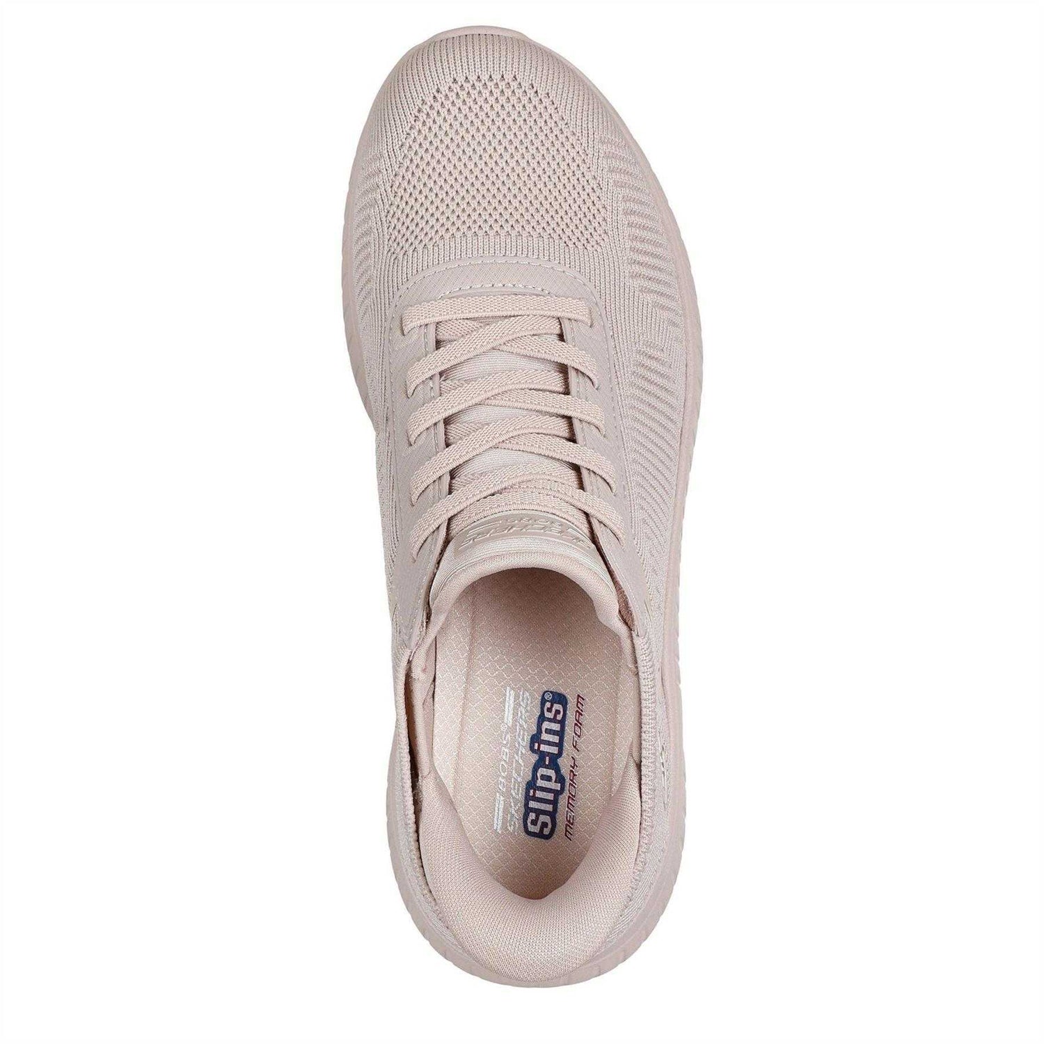 Natural - Side - Skechers Womens-Ladies BOBS Sport Squad Chaos Flat Trainers