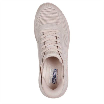 Natural - Side - Skechers Womens-Ladies BOBS Sport Squad Chaos Flat Trainers