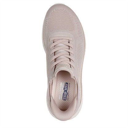 Natural Gold - Side - Skechers Womens-Ladies BOBS Sport Squad Chaos Flat Trainers