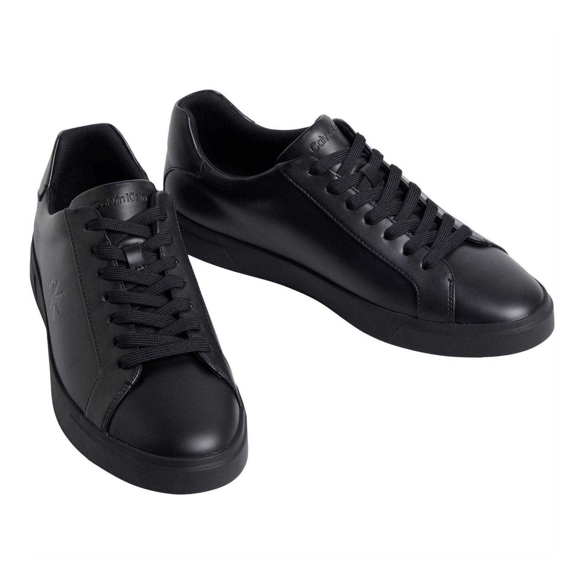 Triple Black - Close up - Calvin Klein Mens Leather Trainers