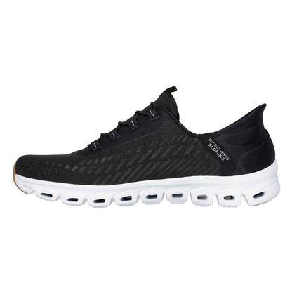 Black-White - Back - Skechers Mens Glide Ribbed Trainers