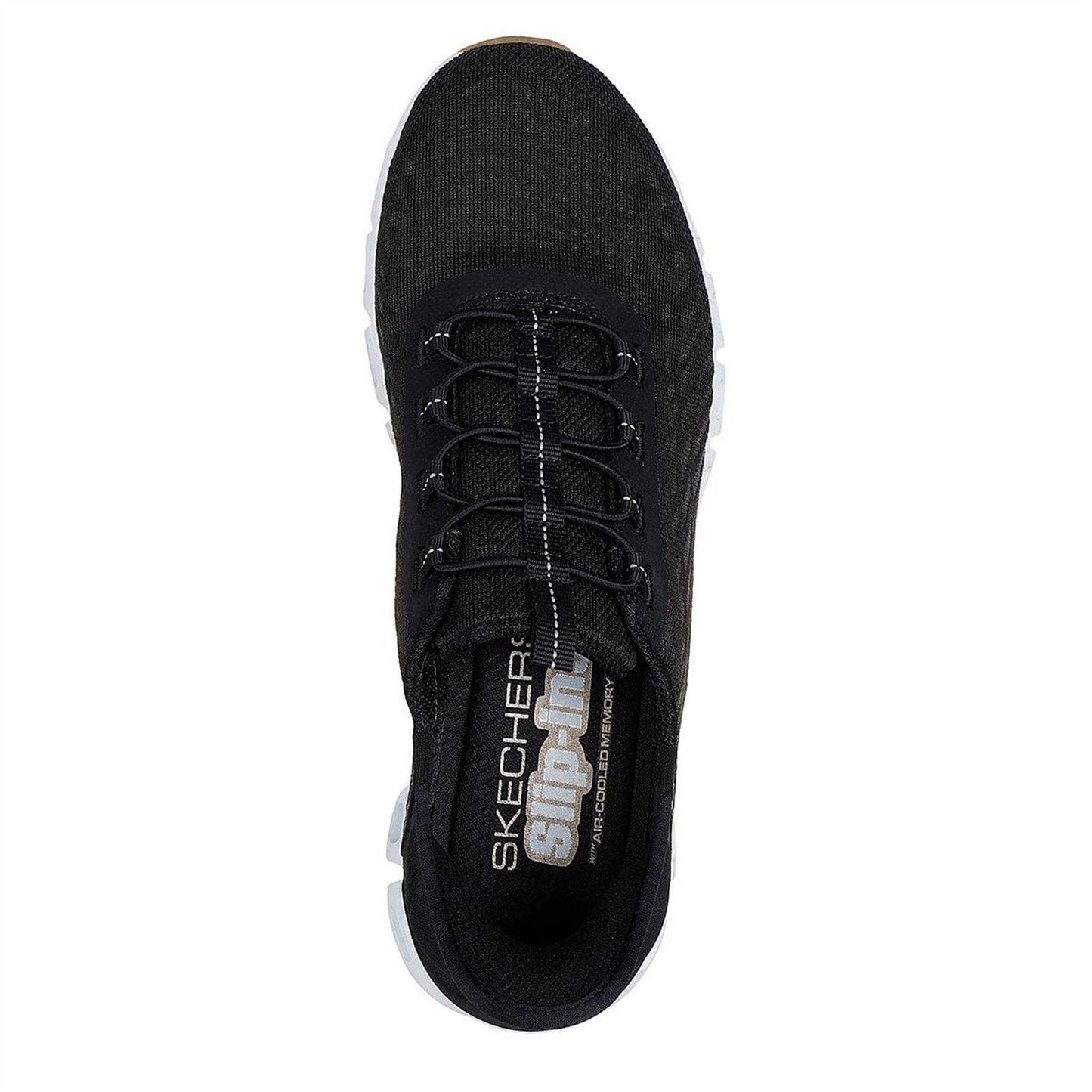 Black-White - Side - Skechers Mens Glide Ribbed Trainers