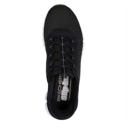 Black-White - Side - Skechers Mens Glide Ribbed Trainers