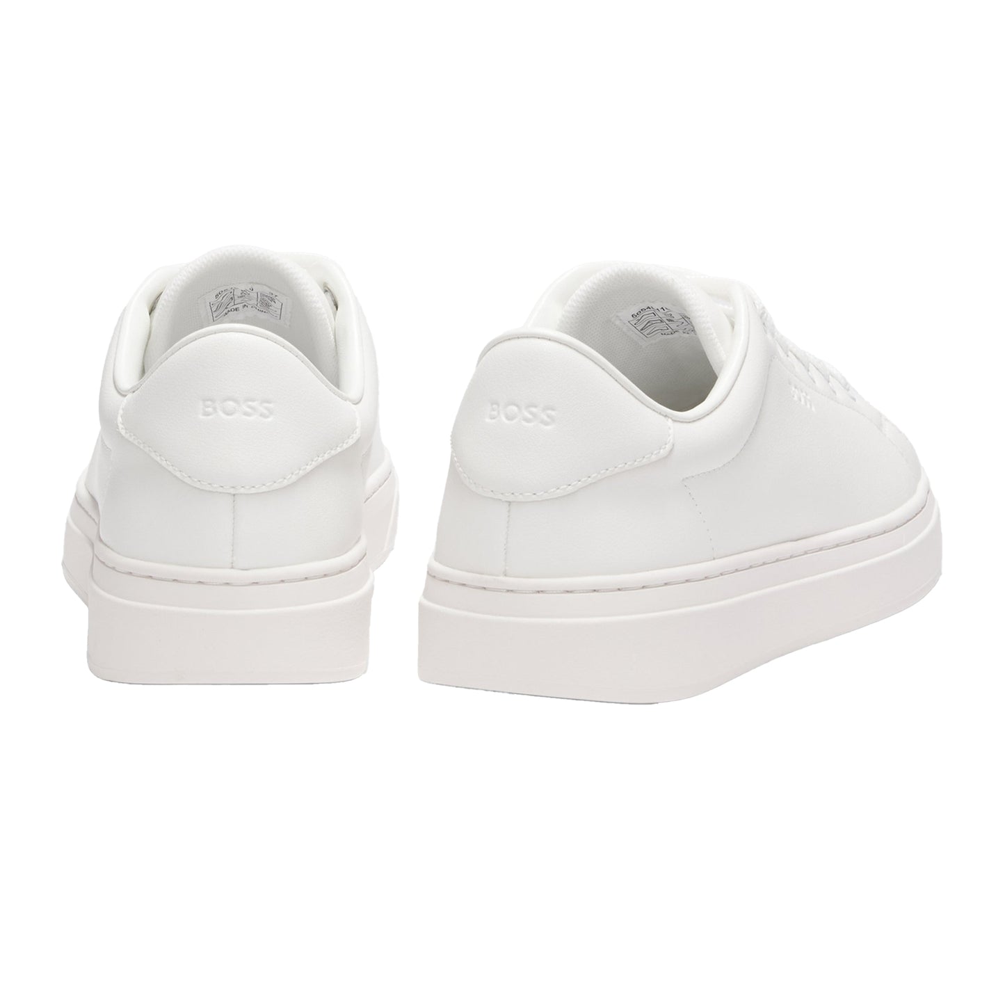 White - Back - Boss Womens-Ladies Kieran Leather Flatform Trainers