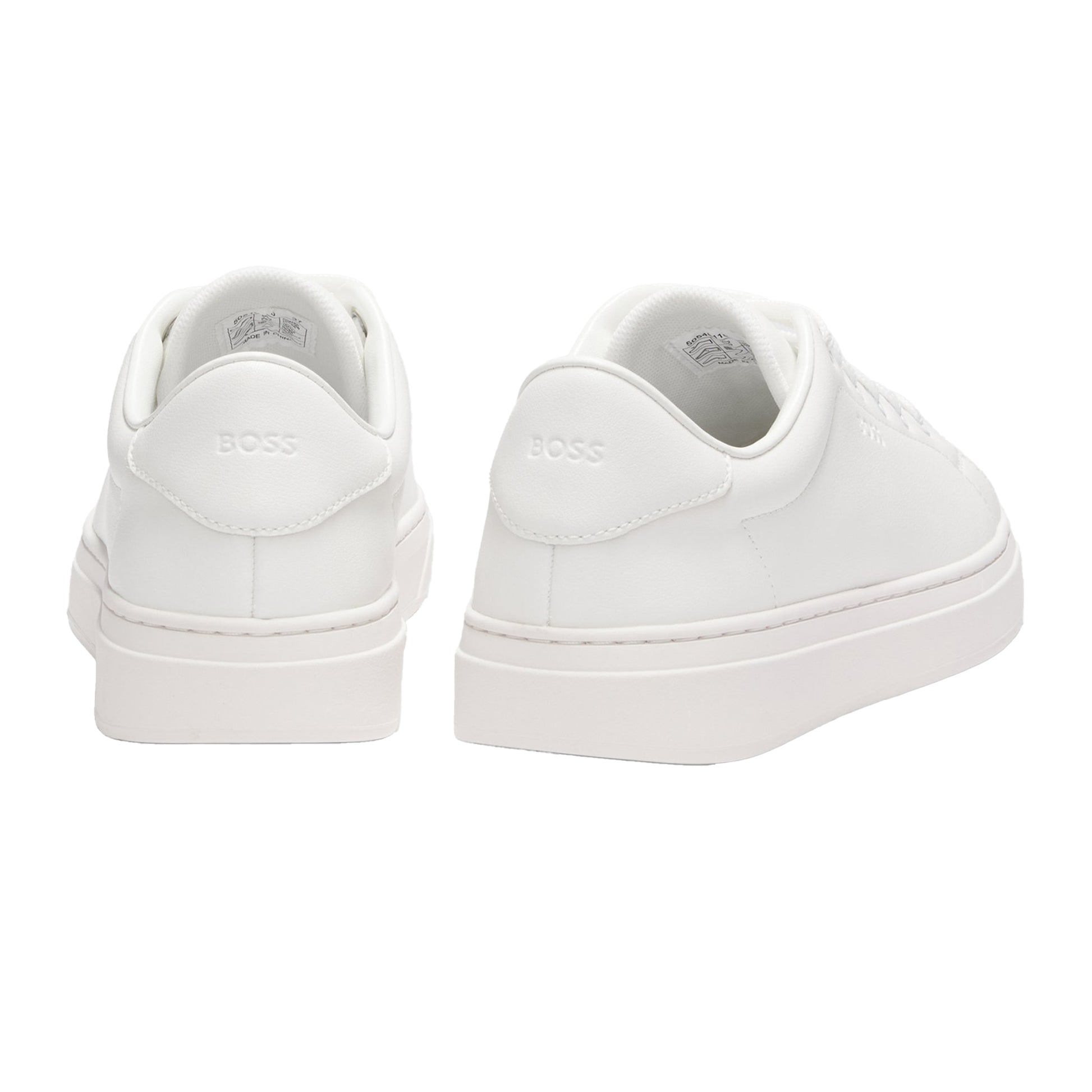 White - Back - Boss Womens-Ladies Kieran Leather Flatform Trainers