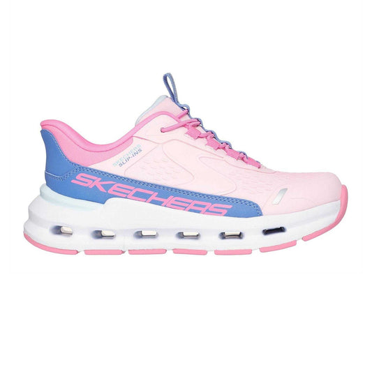 Pink-Blue - Front - Skechers Girls Glide Step Vista Lane Trainers