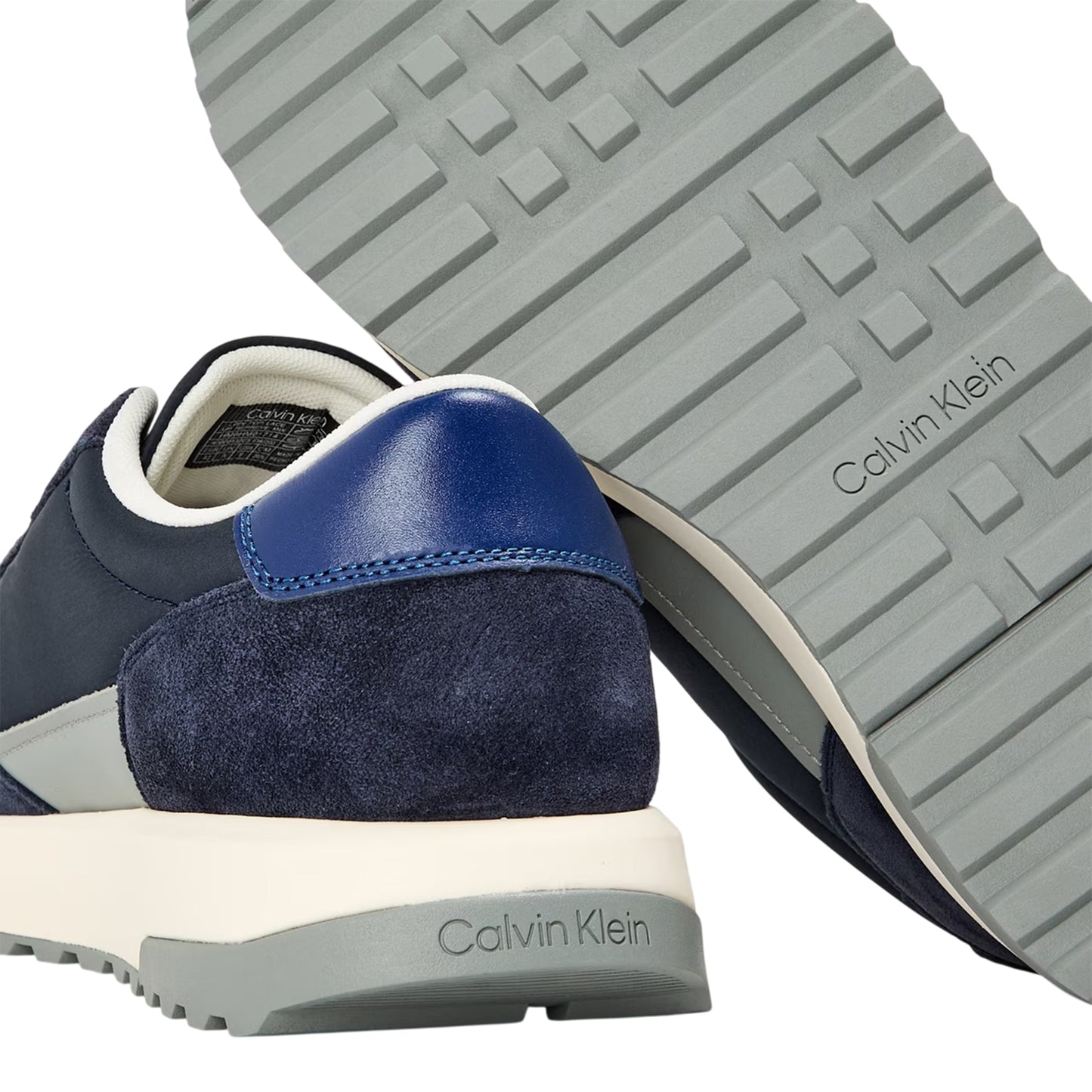 Navy-Granite - Side - Calvin Klein Mens Reprieve Suede Trainers