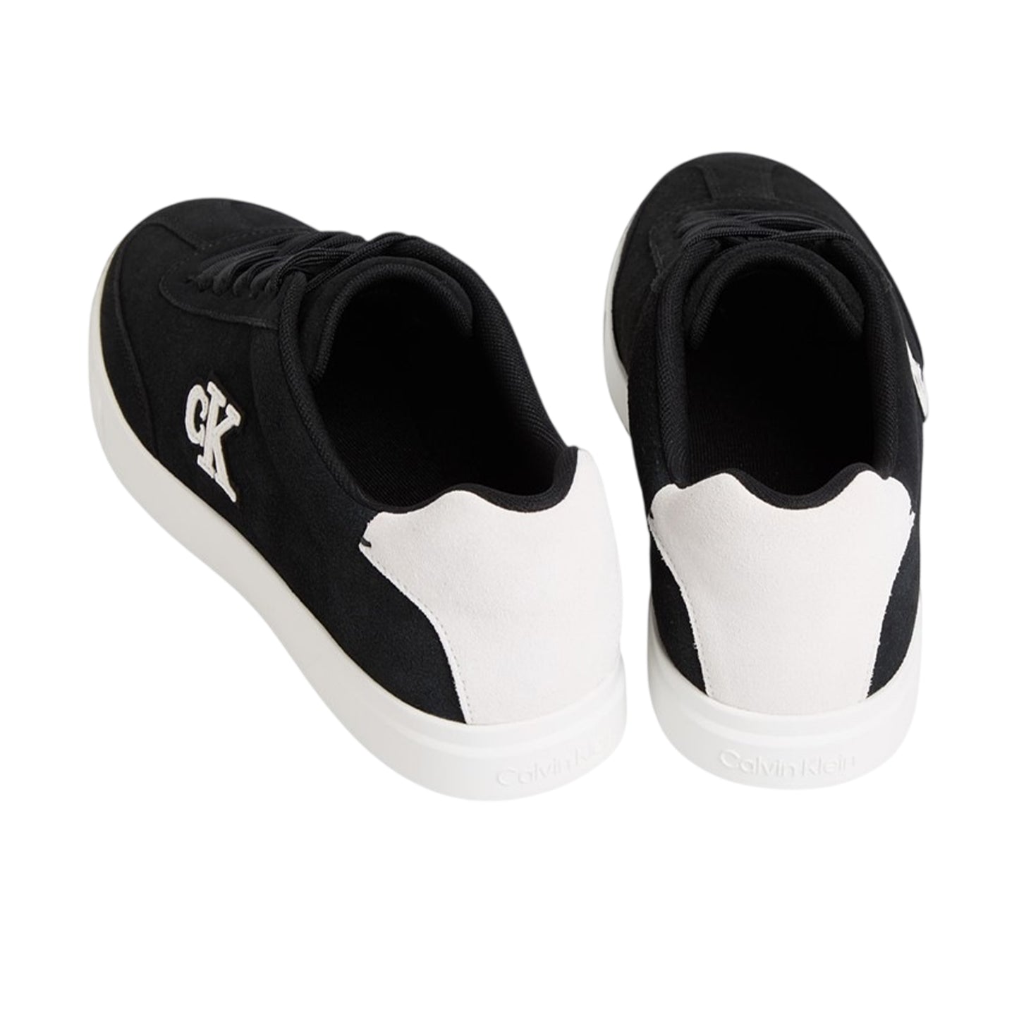 Black-Bright White - Back - Calvin Klein Mens Suede Low Trainers