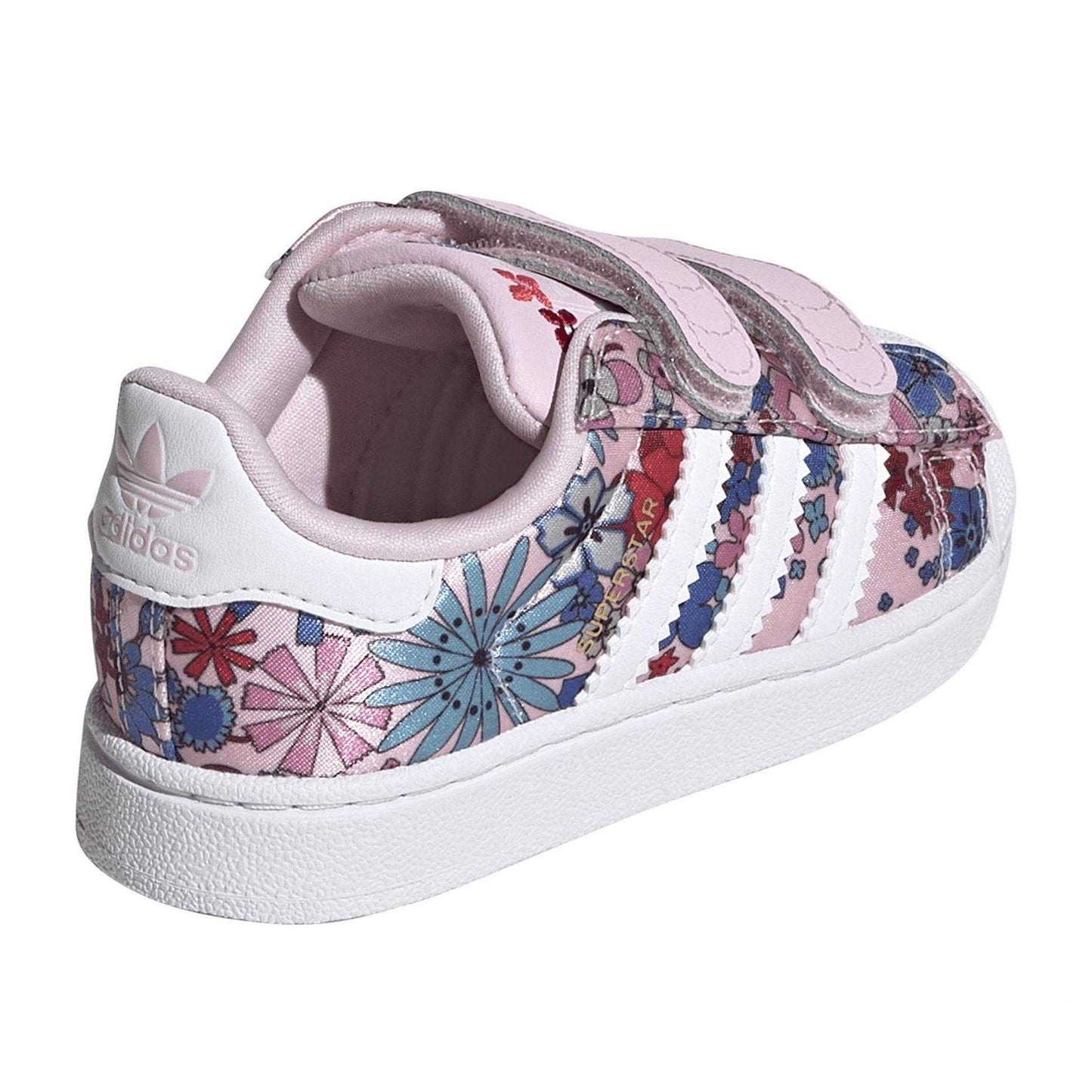 Pink-White - Back - Adidas Childrens-Kids Superstar Floral Trainers