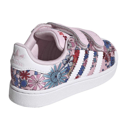 Pink-White - Back - Adidas Childrens-Kids Superstar Floral Trainers