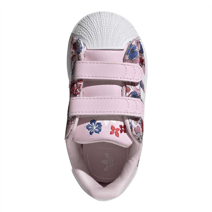 Pink-White - Lifestyle - Adidas Childrens-Kids Superstar Floral Trainers