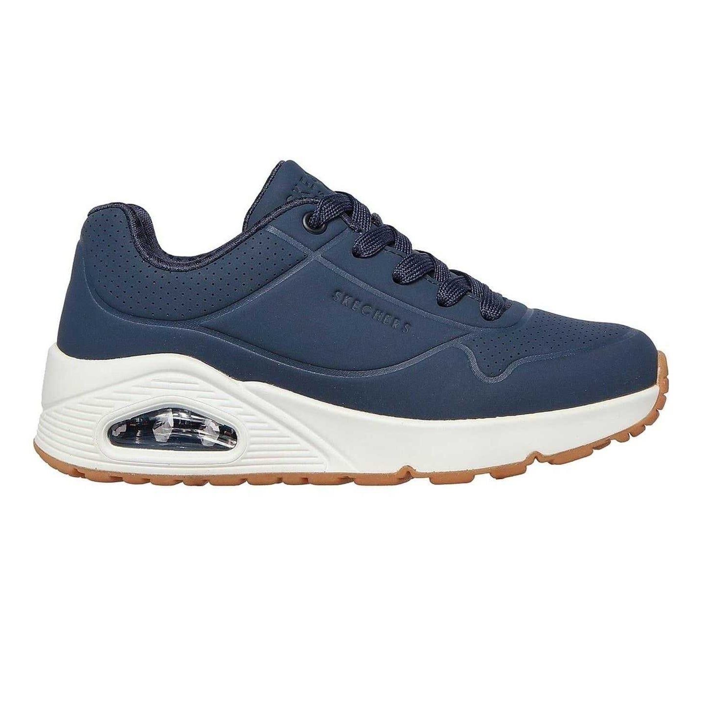 Navy-White - Front - Skechers Childrens-Kids Uno Stand On Air Platform Trainers