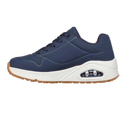 Navy-White - Back - Skechers Childrens-Kids Uno Stand On Air Platform Trainers