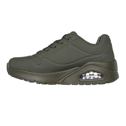 Olive - Back - Skechers Childrens-Kids Uno Stand On Air Platform Trainers