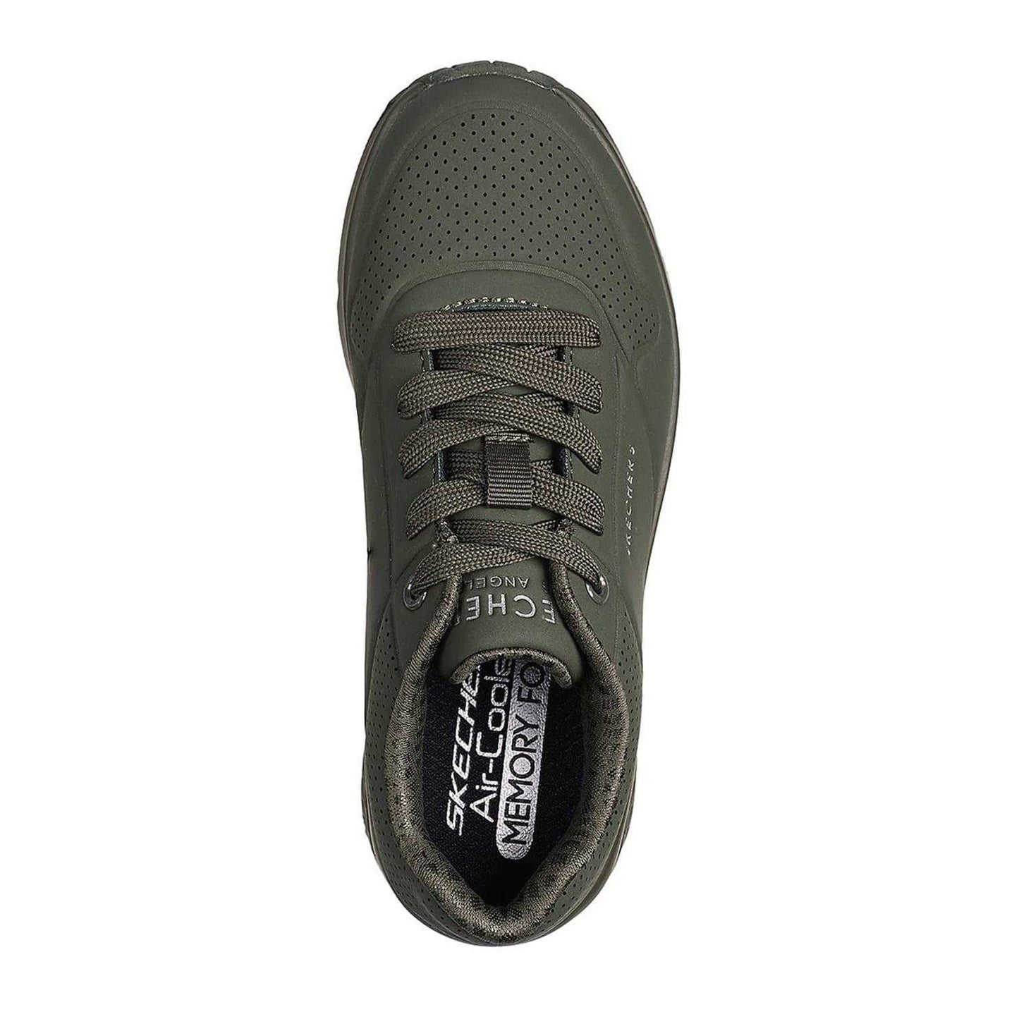 Olive - Side - Skechers Childrens-Kids Uno Stand On Air Platform Trainers
