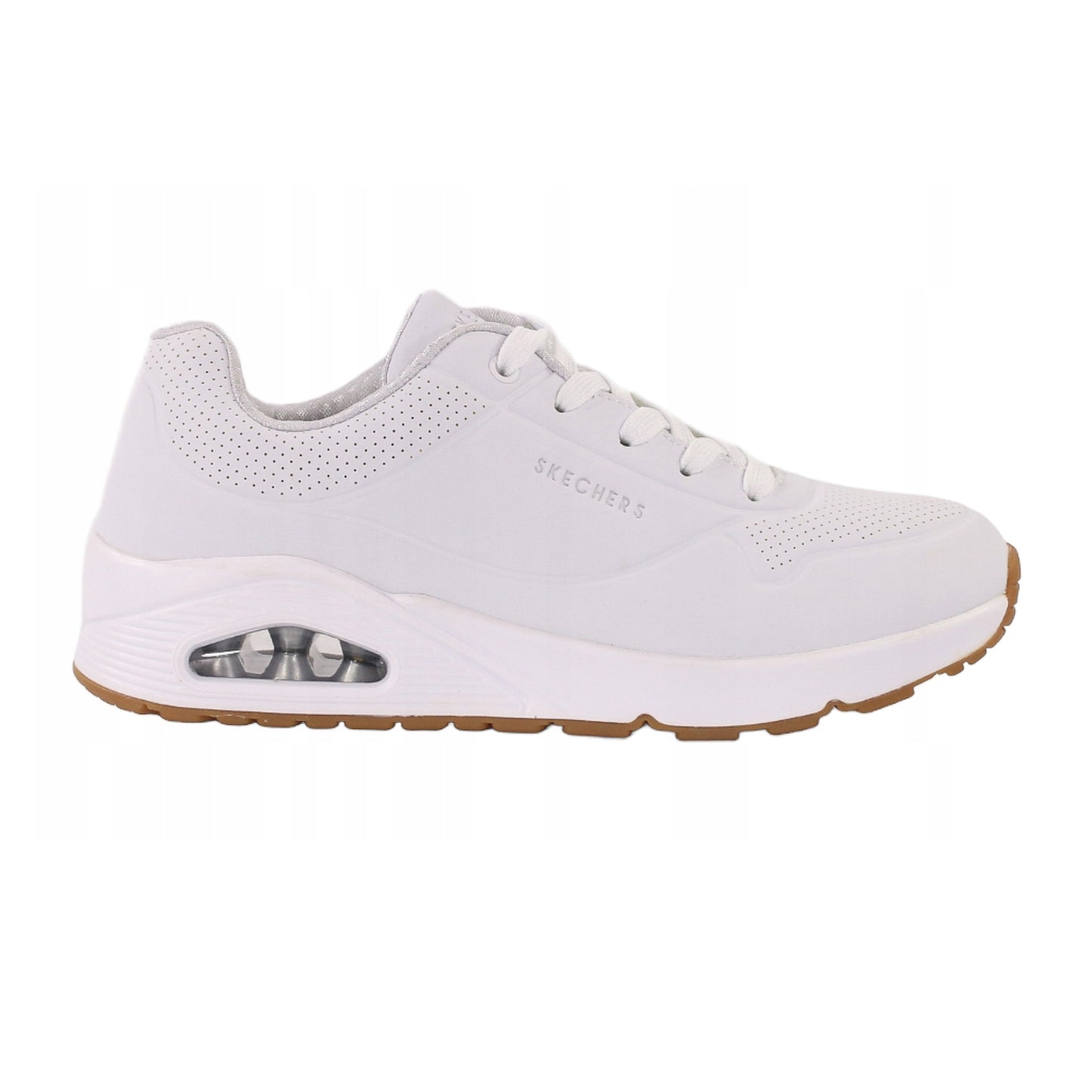 White - Front - Skechers Childrens-Kids Uno Stand On Air Platform Trainers