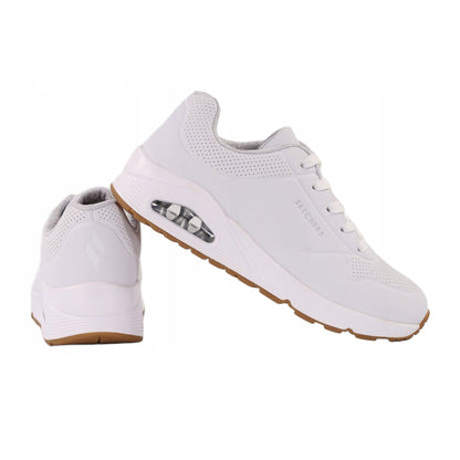 White - Side - Skechers Childrens-Kids Uno Stand On Air Platform Trainers