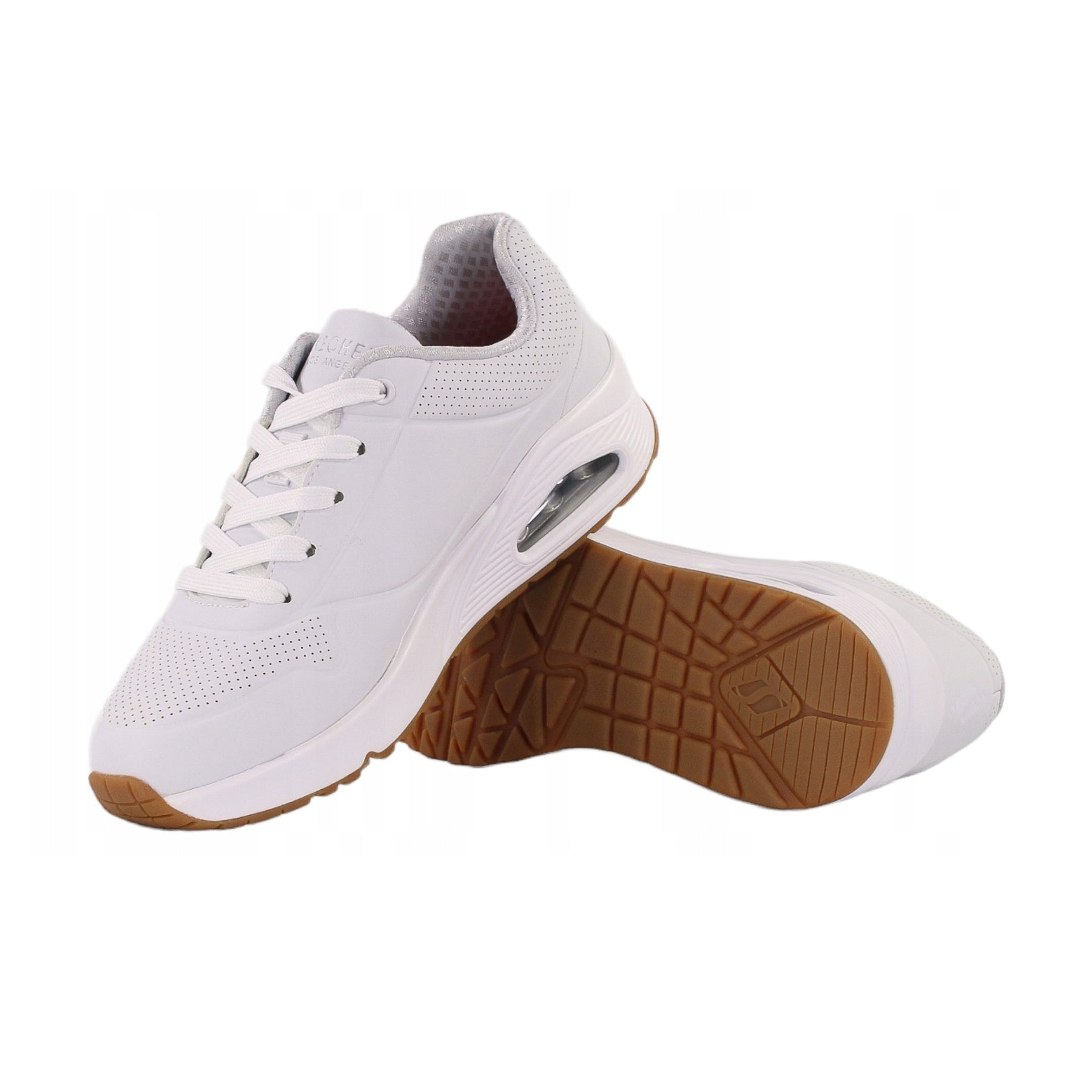 White - Lifestyle - Skechers Childrens-Kids Uno Stand On Air Platform Trainers