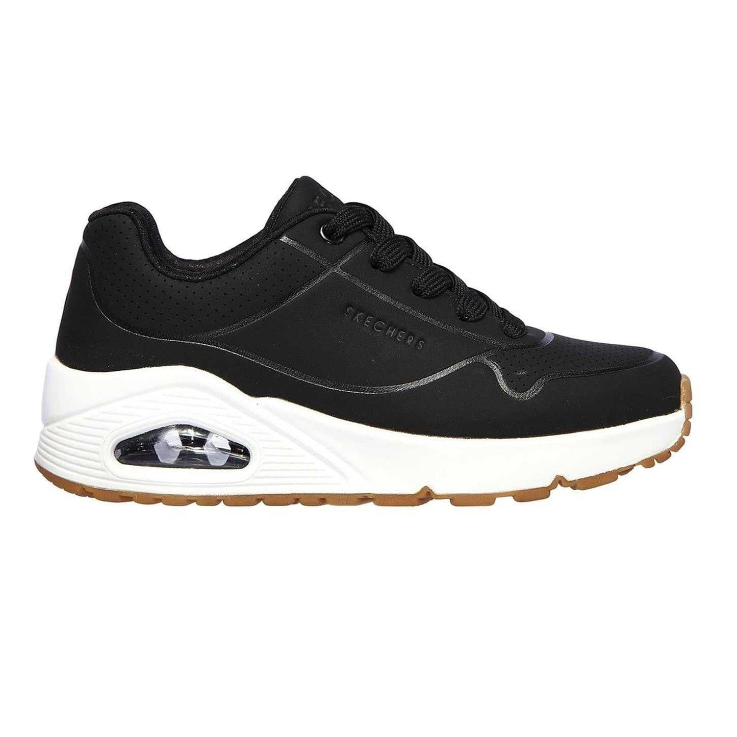 Black-White - Front - Skechers Childrens-Kids Uno Stand On Air Platform Trainers