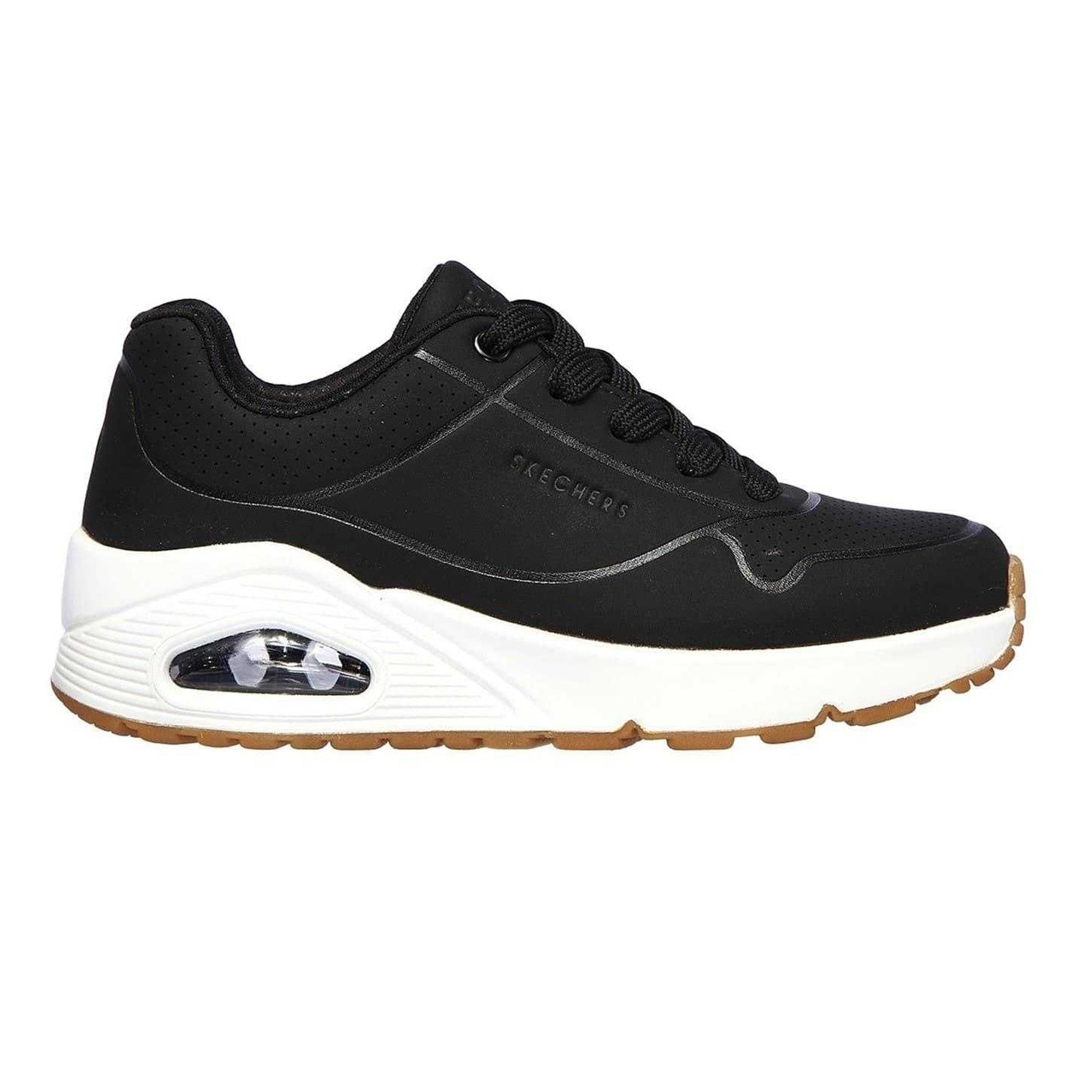 Black-White - Front - Skechers Childrens-Kids Uno Stand On Air Platform Trainers
