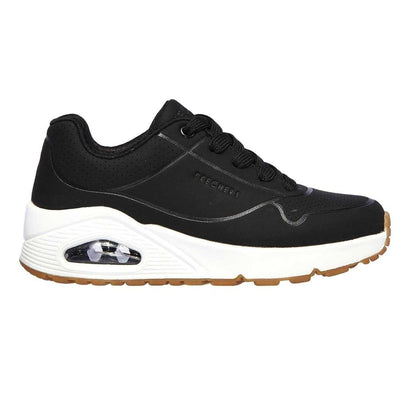 Black-White - Front - Skechers Childrens-Kids Uno Stand On Air Platform Trainers
