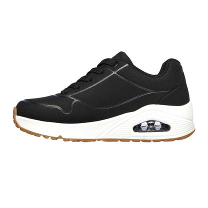 Black-White - Back - Skechers Childrens-Kids Uno Stand On Air Platform Trainers