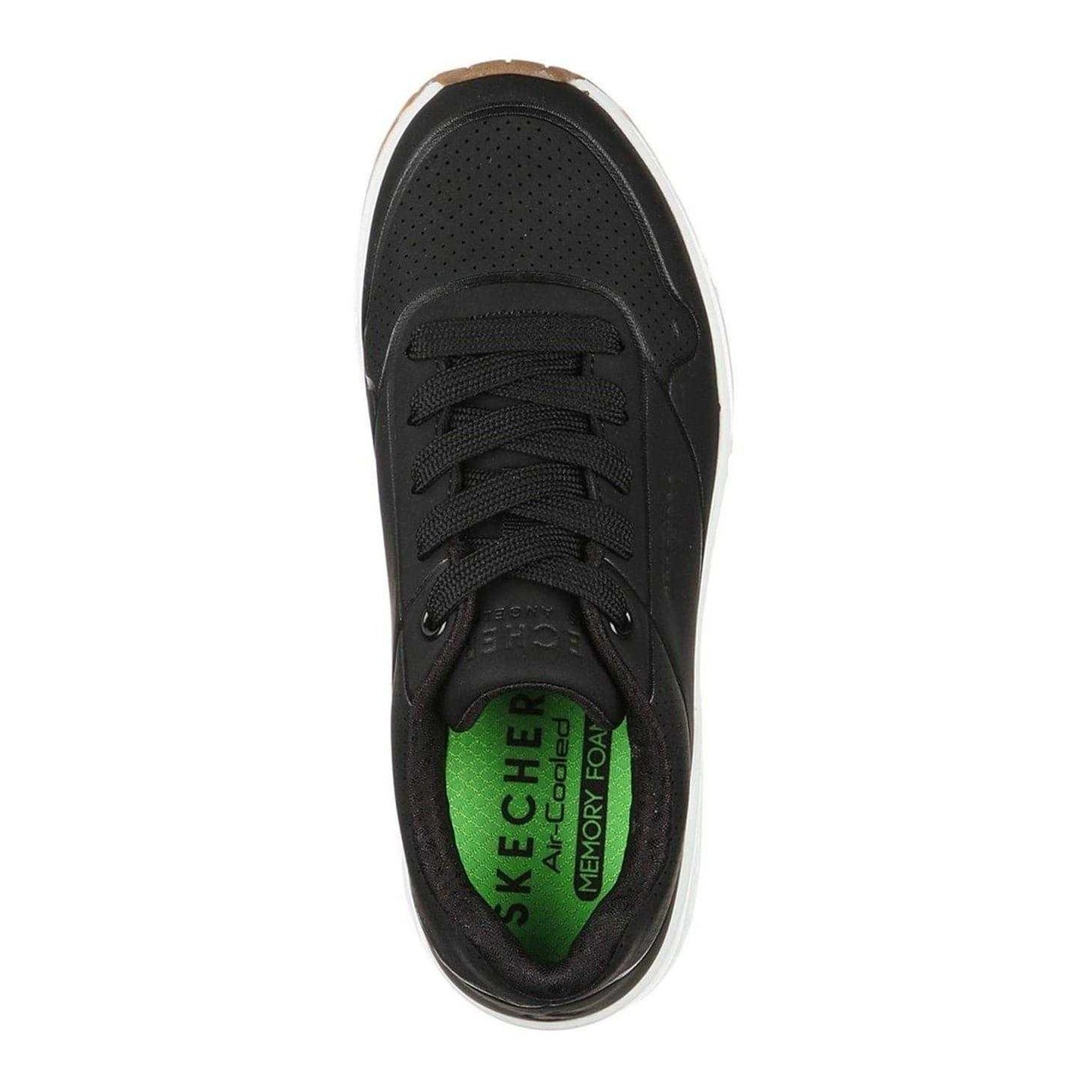 Black-White - Side - Skechers Childrens-Kids Uno Stand On Air Platform Trainers