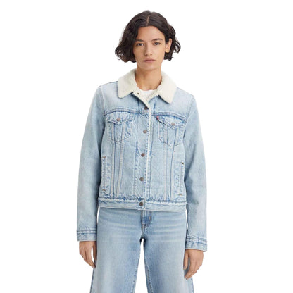 Light Blue - Side - Levis Womens-Ladies Original Sherpa Trucker Jacket