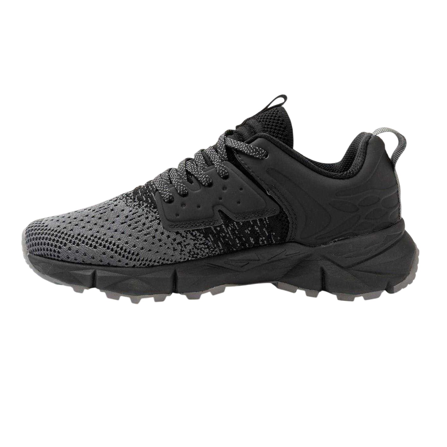 Black-Grey - Back - Donnay Childrens-Kids Knitted Trainers
