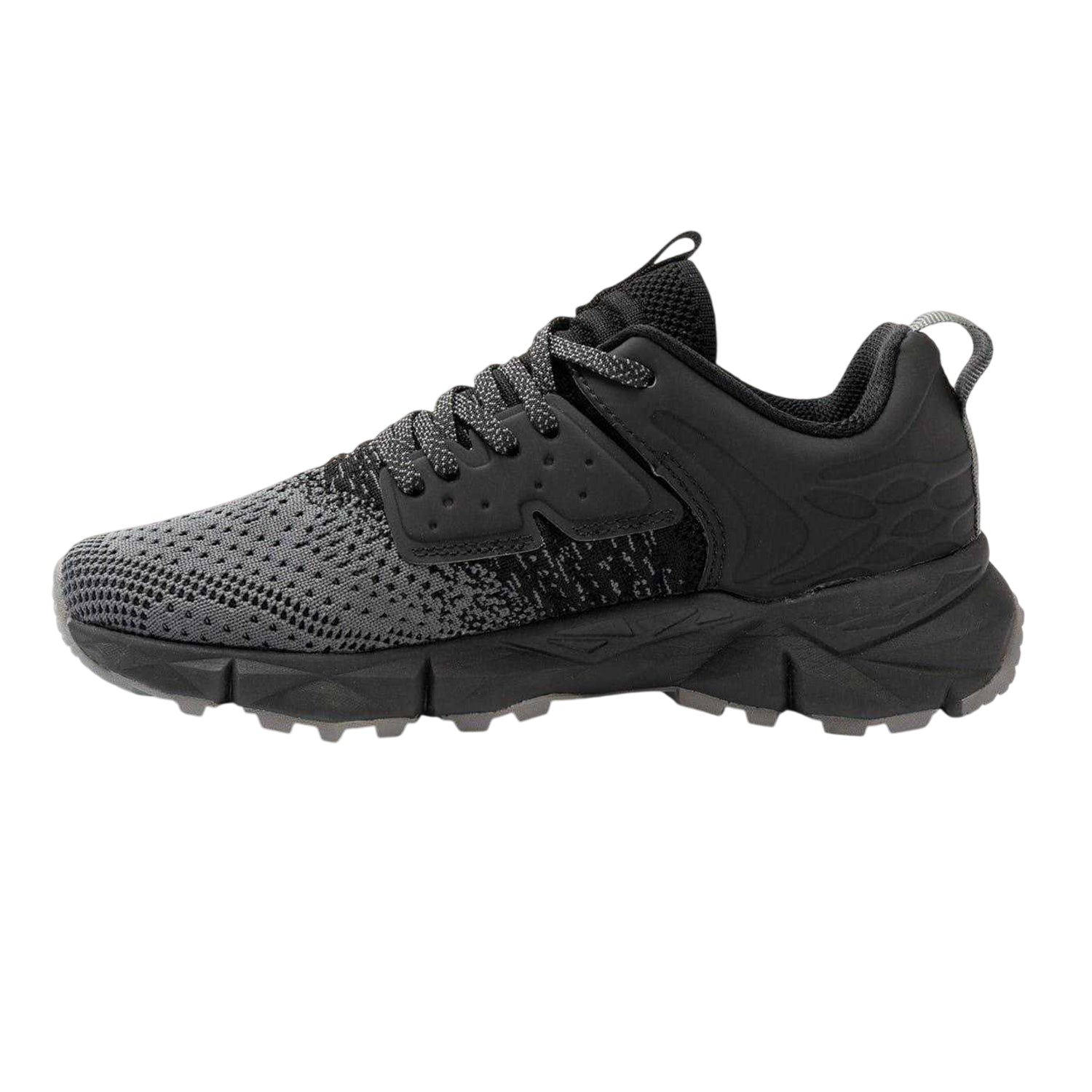 Black-Grey - Back - Donnay Childrens-Kids Knitted Trainers