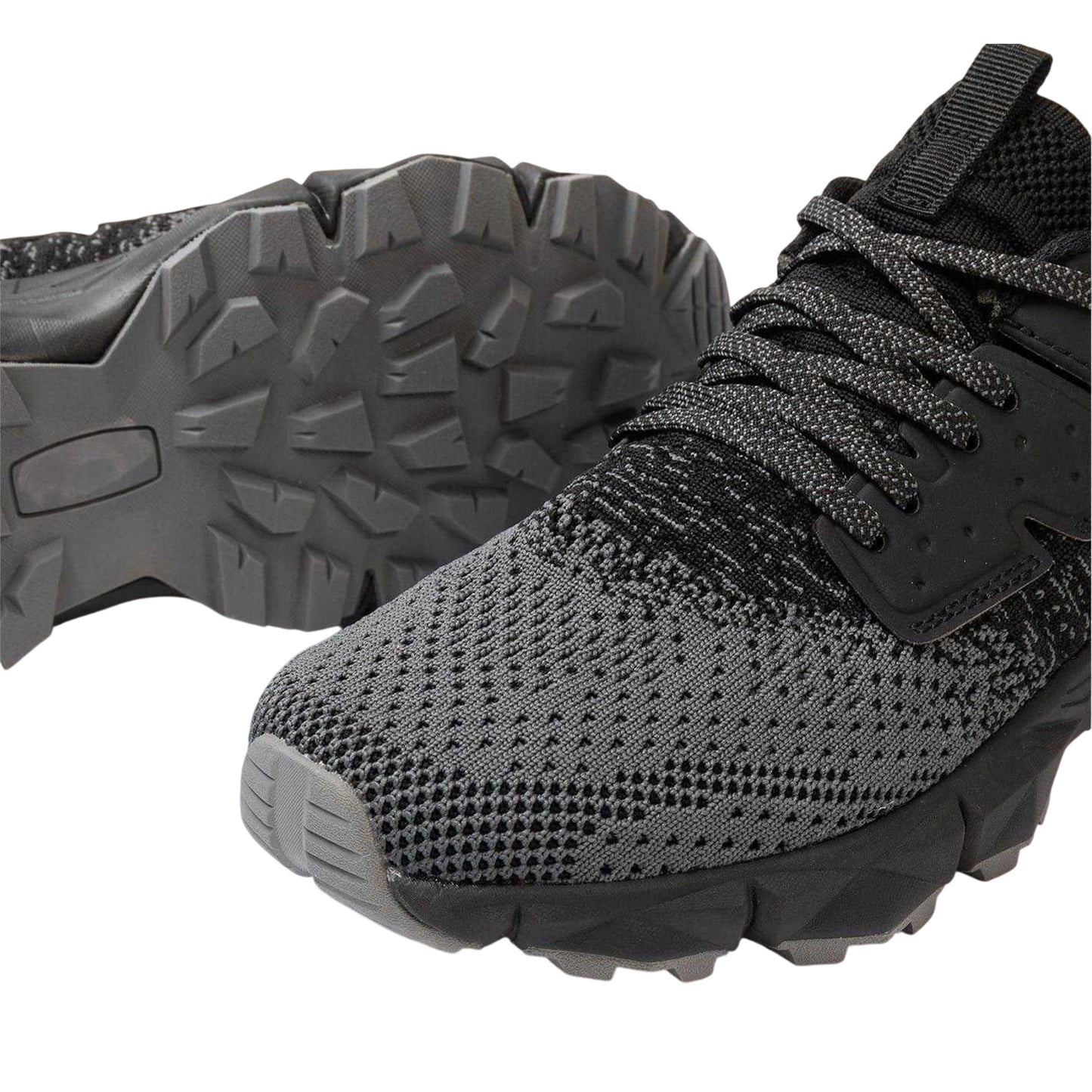 Black-Grey - Side - Donnay Childrens-Kids Knitted Trainers