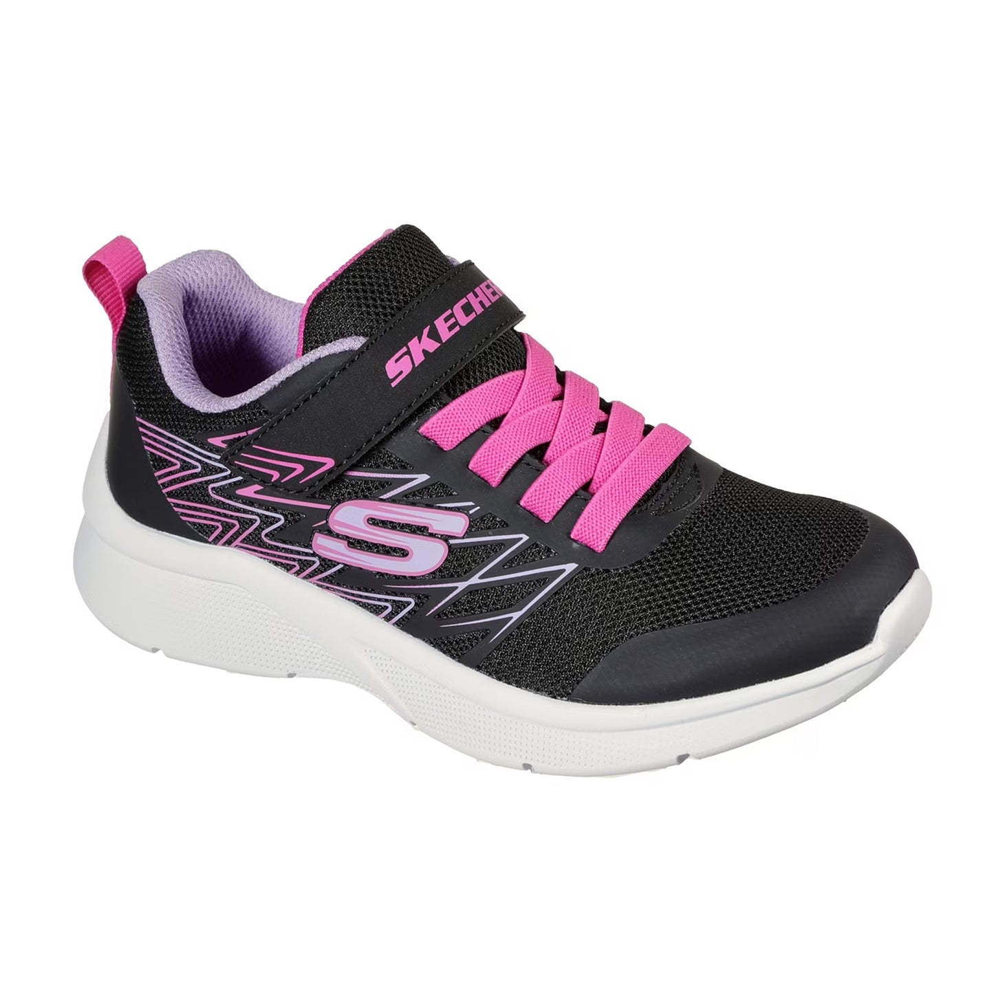 Black-Pink - Pack Shot - Skechers Girls Microspec Trainers